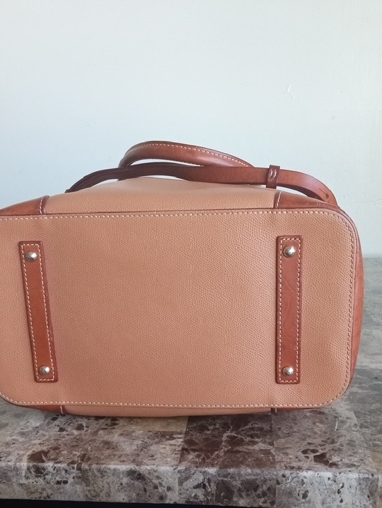 Dooney & Bourke Tan and Brown Pebbled Leather Tote - Picture 4 of 12
